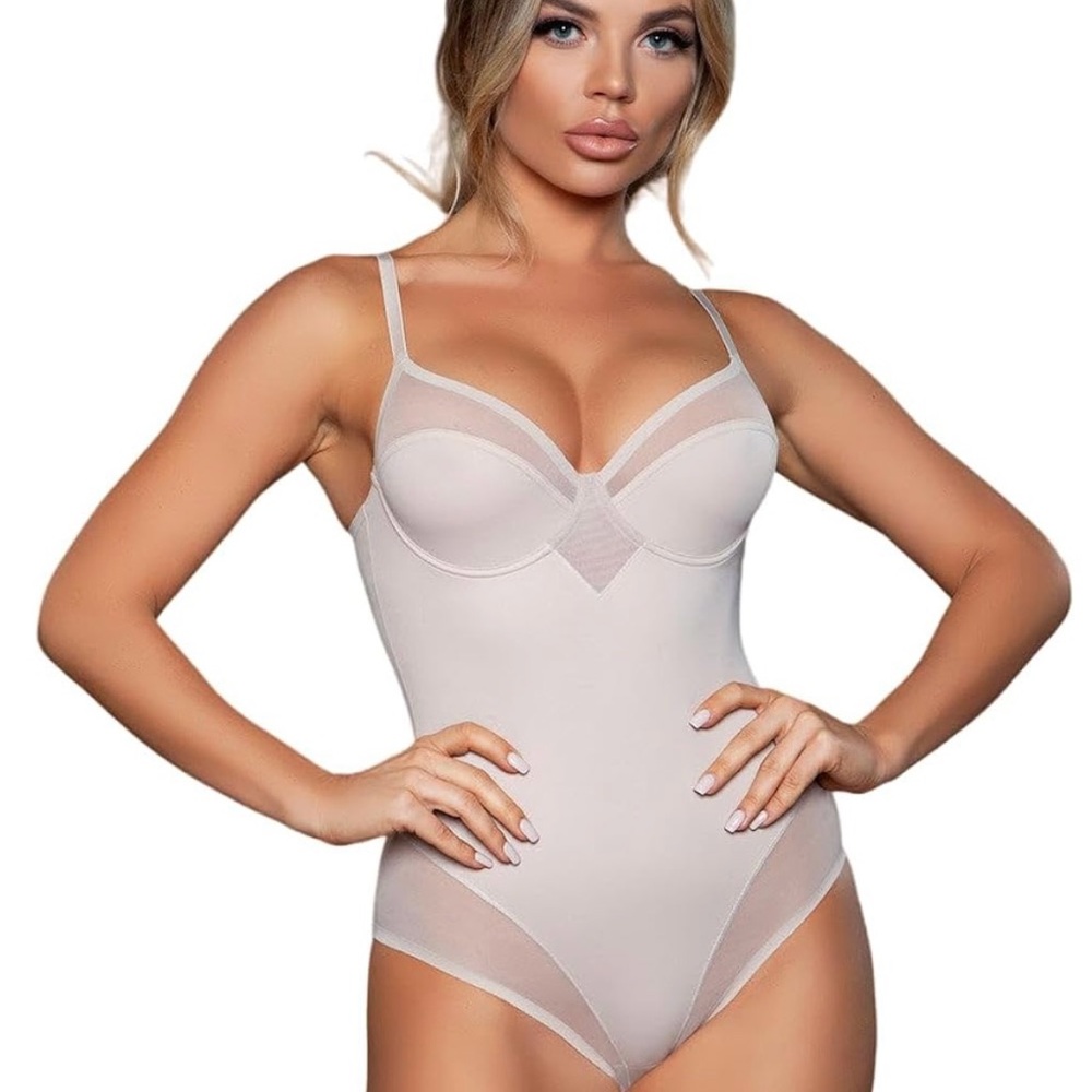 Be Wicked Comfort Control Seamless Deep V Bodysuit Size Small NWT in Shade Nude